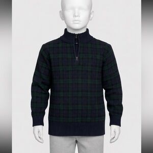 Kids Navy and Green Plaid Sweater